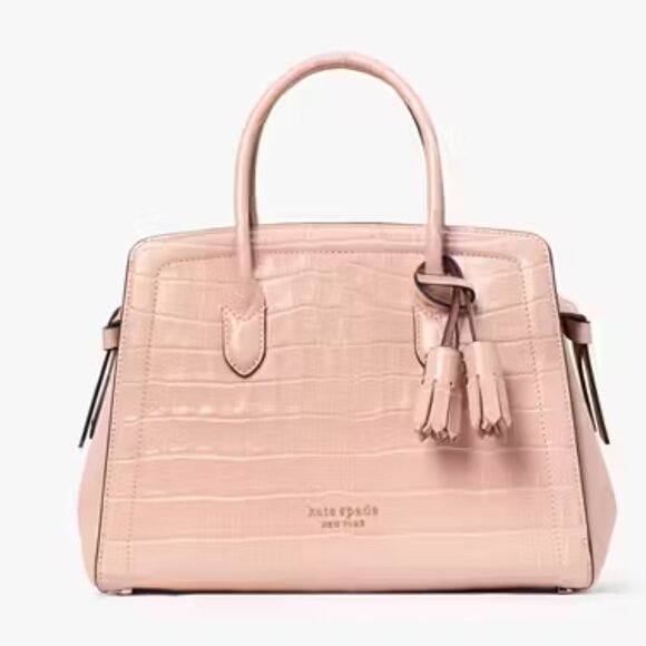 NWT ⭐ K9891 Knott Croc-embossed Leather & Suede Medium Satchel ⭐NWT & DUST BAG - Picture 12 of 17